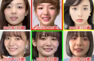 岡田紗佳の顔の変化